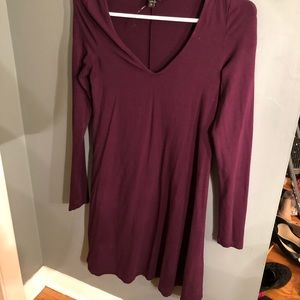 Purple long sleeve swing dress